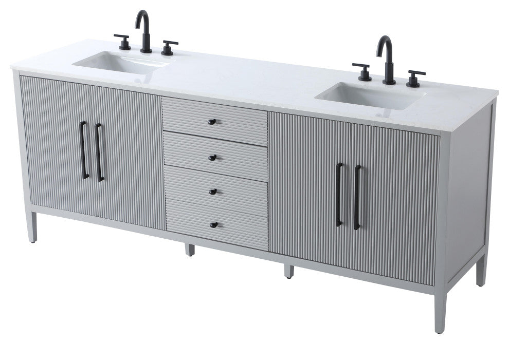 Home Living 84" Double Bathroom Vanity, Grey