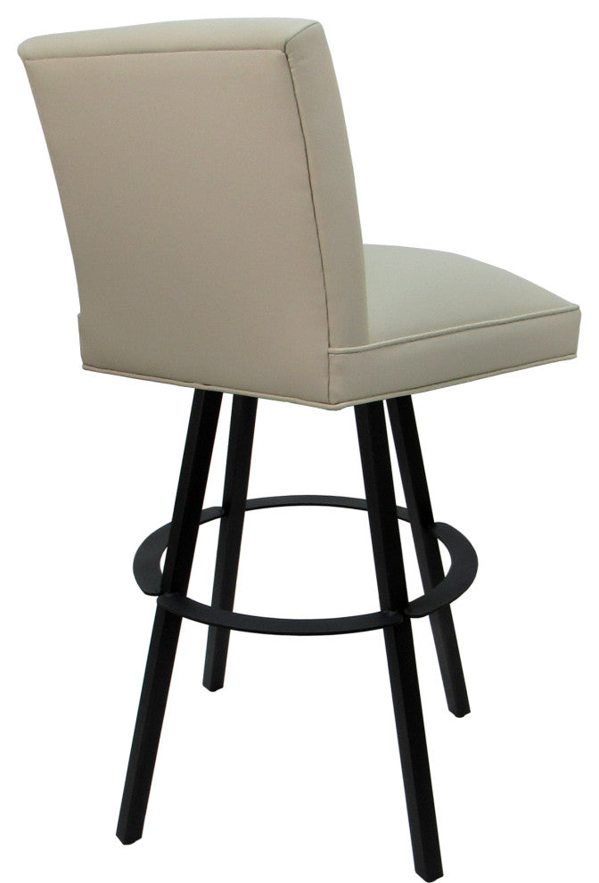 Swivel Sommerville Stool on Warren Base, Ocean Beige Vinyl - Black, 30"