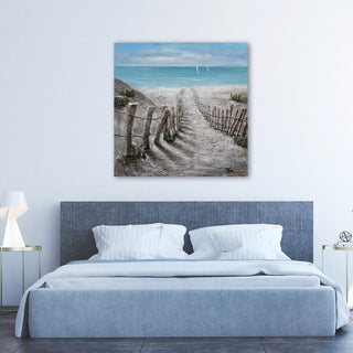 "Summer by the Beach" Hand Painted Canvas Art, 40"x40"