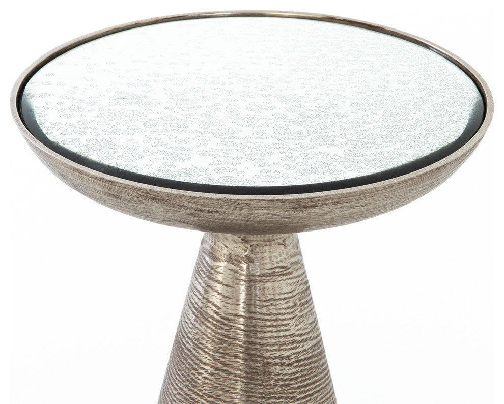 Four Hands Marlow Mod Pedestal Table, Brushed Nickel