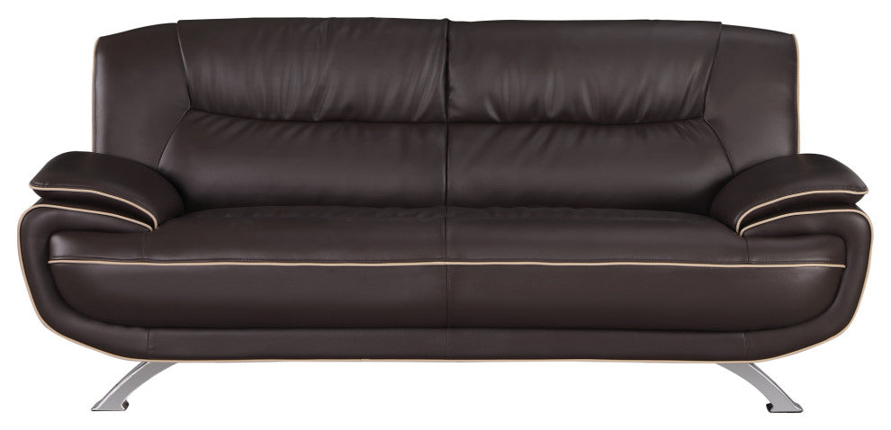 2-Piece Indoor Brown Genuine Leather Five Person Seating Set