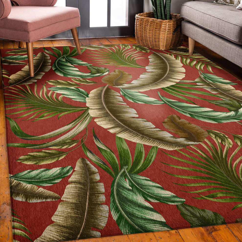 Indoor/Outdoor Tropics TC1 Paprika Machine Washable 5' x 7'6" Rug