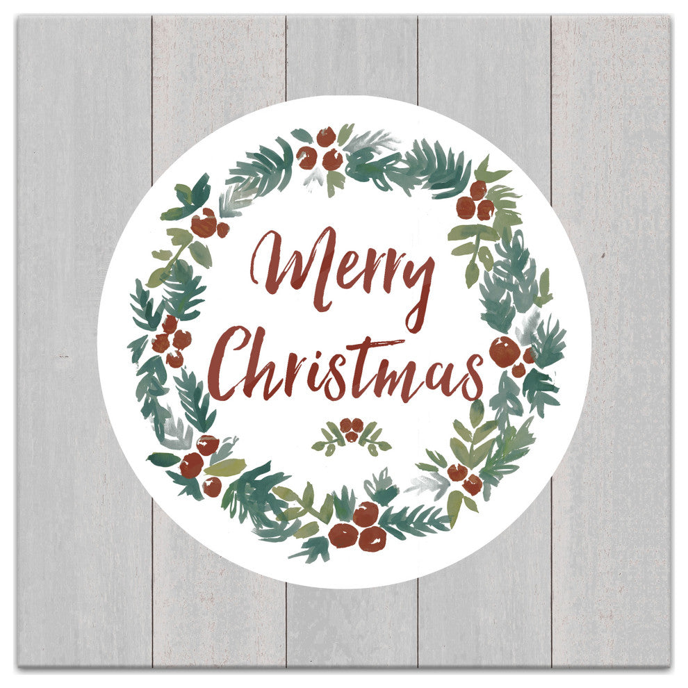 Christmas Wreath 16x16 Canvas Wall Art