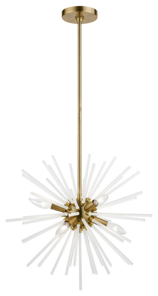Uptown 6 Light Antique Brass Pendant Chandelier
