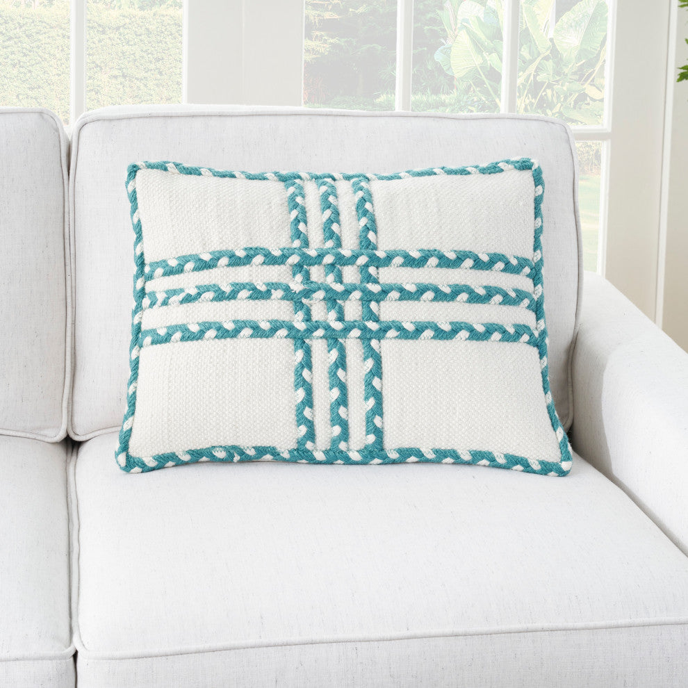Mina Victory VJ111 Throw Pillow, Turquoise, 14" x 20"