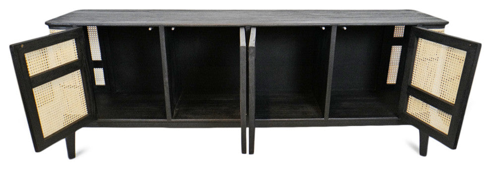 Deco Black and Cane Sideboard