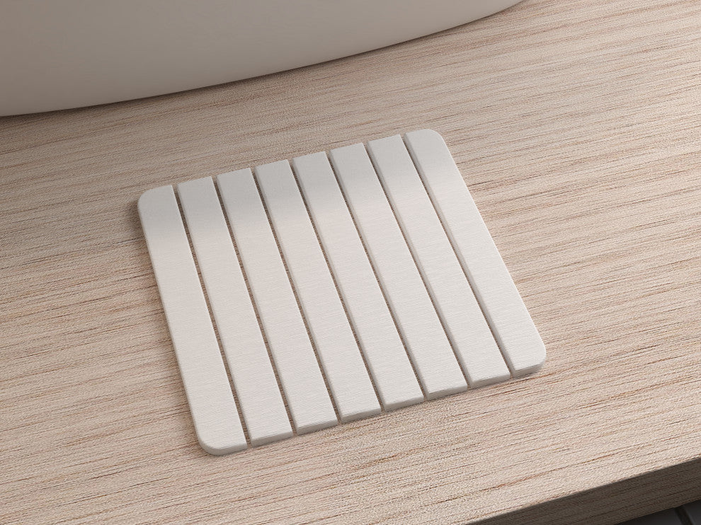 CastelloUSA Diatomite Quick-Dry Stone Bath Mat, 16"x12", Small, White