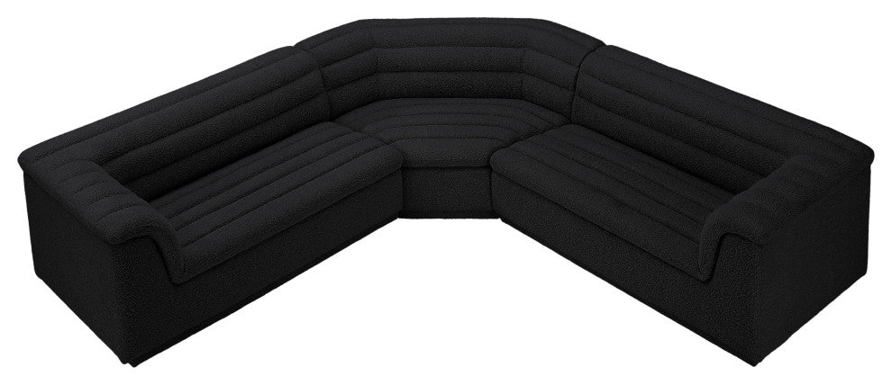 Cascade Upholstered Modular Sofa, Black, Boucle Fabric, Corner Sectional