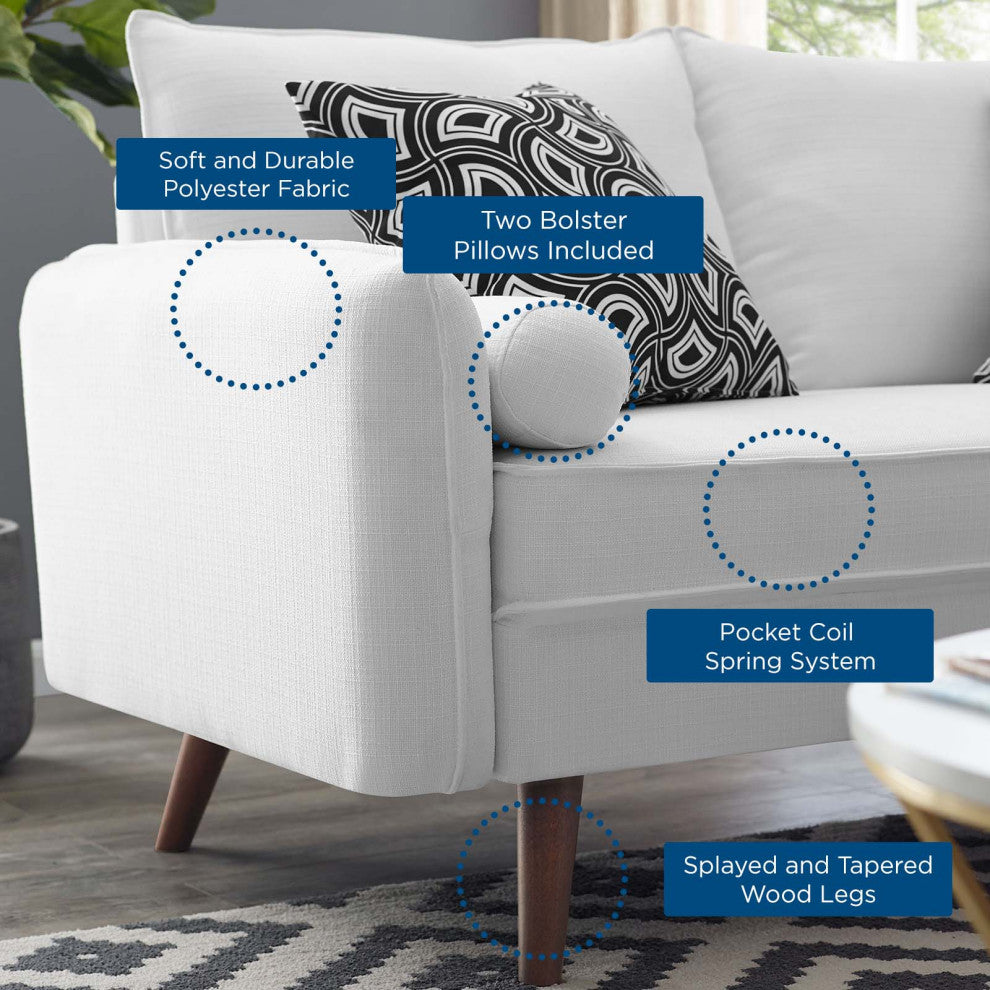 Loveseat and Sofa Set, Fabric, White, Modern, Living Lounge Hotel Hospitality