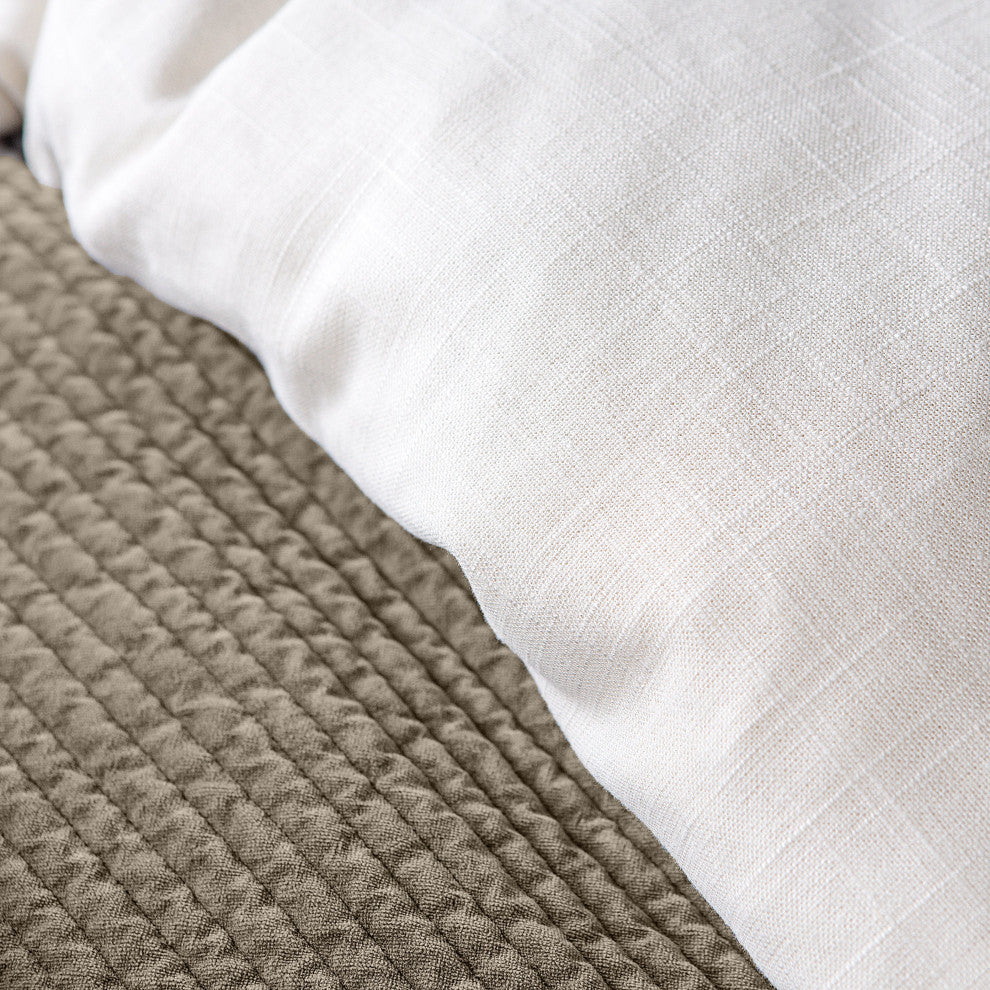 Hera Washed Linen Flange Duvet Cover, 1 Piece, White, Twin