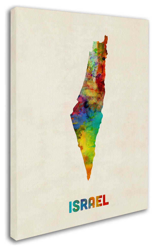 'Israel Watercolor Map' Canvas Art by Michael Tompsett