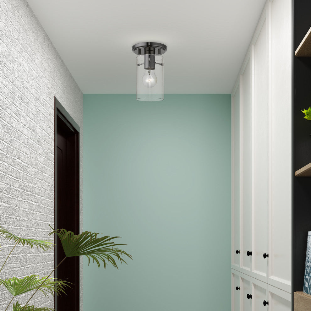 Munich 1 Light Black Chrome Flush Mount