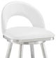 Lottech Swivel Bar Stool, Brushed Stainless Steel With Faux Leather, White