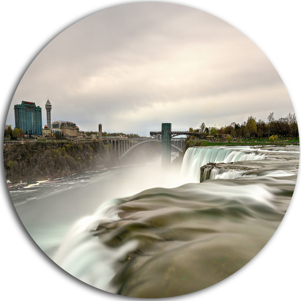 Niagara Falls Goat Island View, Beach Disc Metal Artwork, 11"