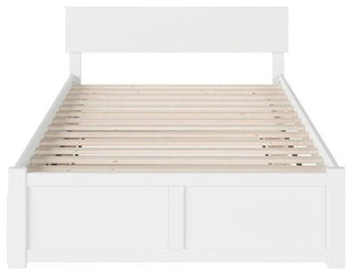 Bowery Hill Full Platform Panel Bed with Trundle in White