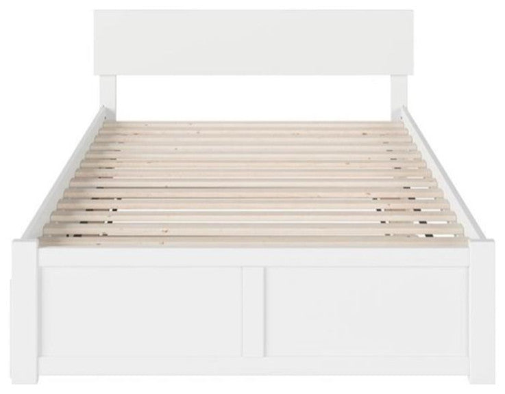 Bowery Hill Full Platform Panel Bed with Trundle in White