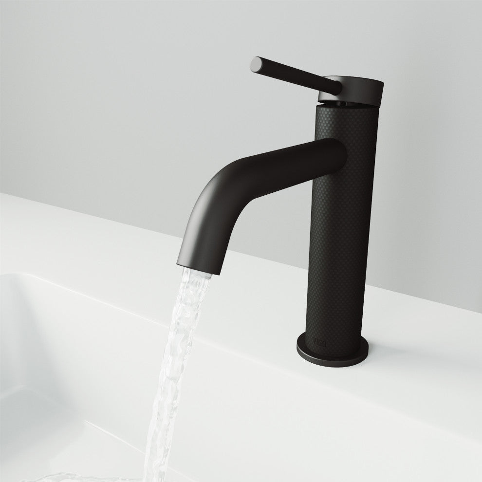VIGO Madison 8" H Single Handle Single Hole Bathroom Faucet, Matte Black, Without Extras