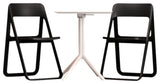 Dream Folding Outdoor Bistro Set With White Table and 2 Black Chairs