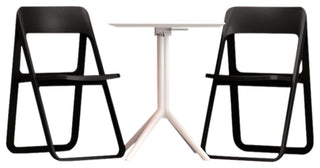 Dream Folding Outdoor Bistro Set With White Table and 2 Black Chairs