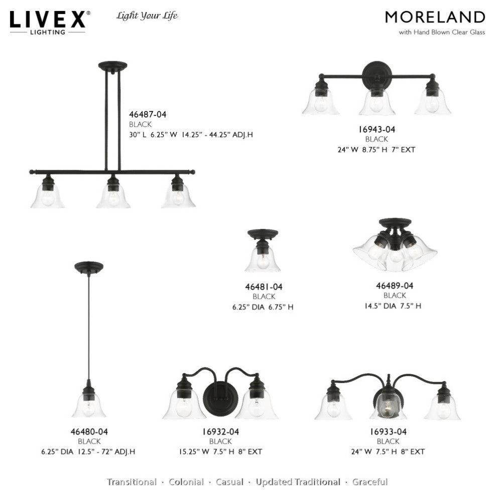 Moreland 1 Light Black Single Pendant