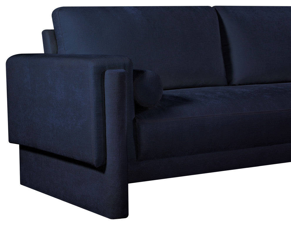 Madeline Chenille Fabric Upholstered Chair, Navy, Loveseat