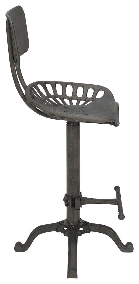 August Tractor Seat Stool w and  Back, Industrial