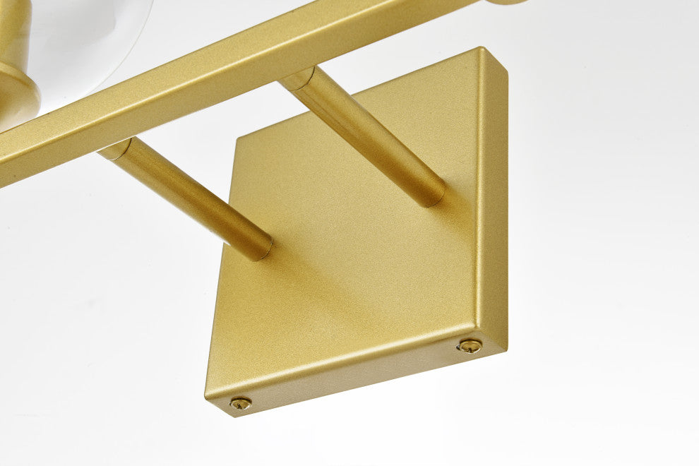 4 Light Brass And Clear Bath Sconce