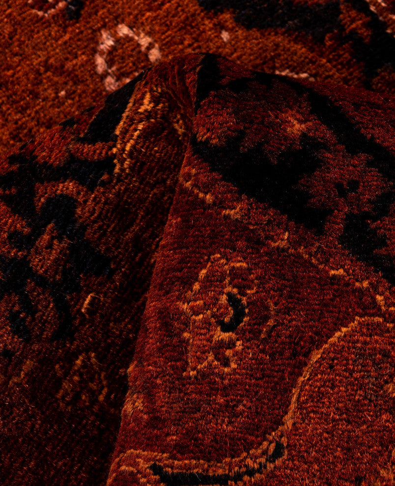 Overdyed One-of-a-Kind Hand-Knotted Area Rug Orange, 4' 7" x 7' 1"