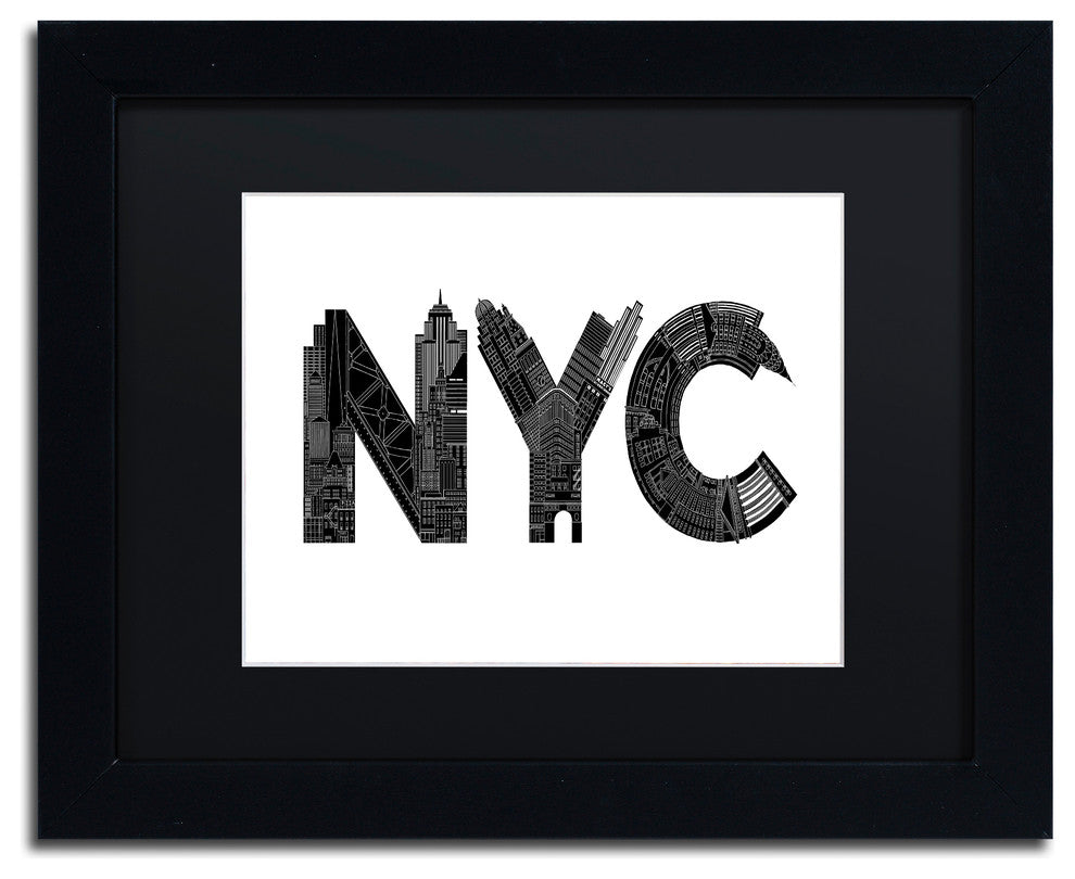 Robert Farkas 'NYC' Art, Black Frame, Black Mat, 14x11