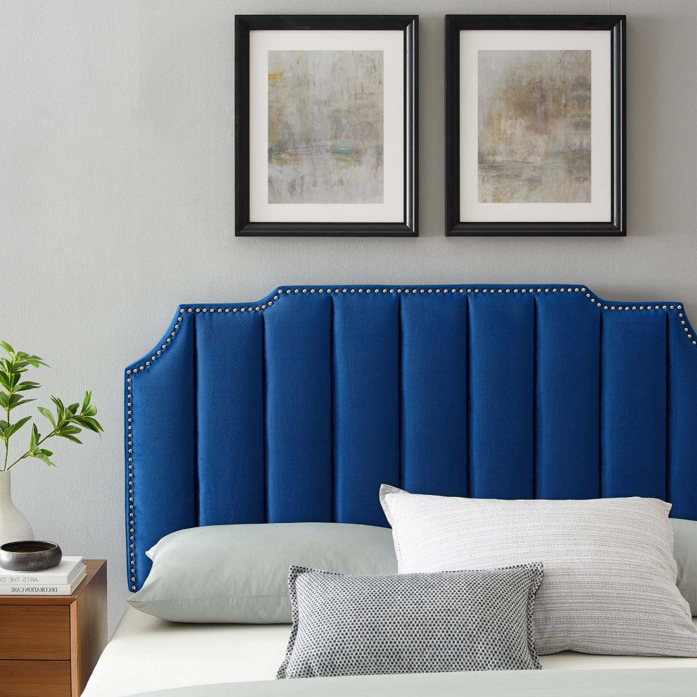 Headboard, Full Queen Size, Velvet, Blue Navy, Modern Contemporary, Bedroom