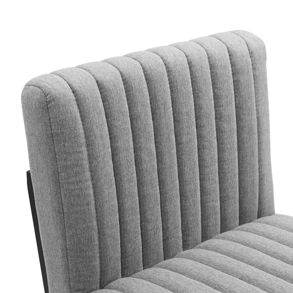 Tufted Counter Stool Chair, Fabric, Metal, Gray, Modern, Bar Pub Bistro