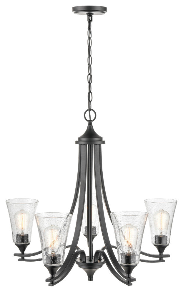 Natalie Collection 5 Light 27.75" Chandelier Matte Black
