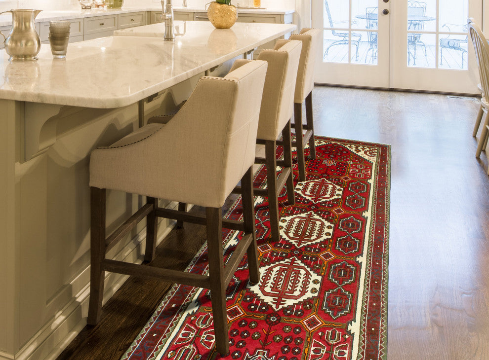 Fine Vintage Distressed Gulshano Red/Ivory Runner, 3'10 x 10'0