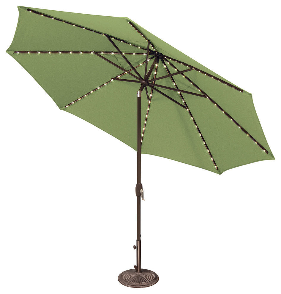 Lanai Pro 11' Octagon Umbrella With Star Lights, Henna, Sunbrella Fabric