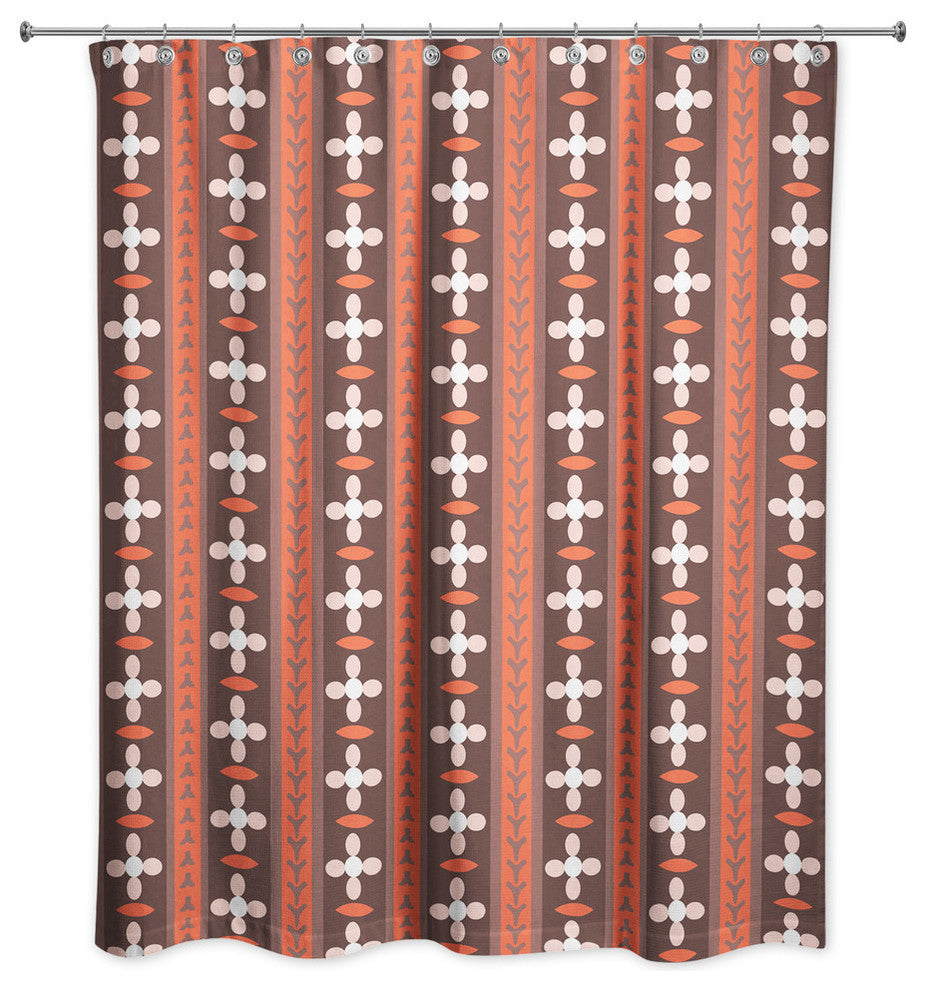 Folk Flower Pattern in Red Shower Curtain