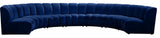 Infinity Channel Tufted Velvet Modular Chair, Navy, 7 Piece
