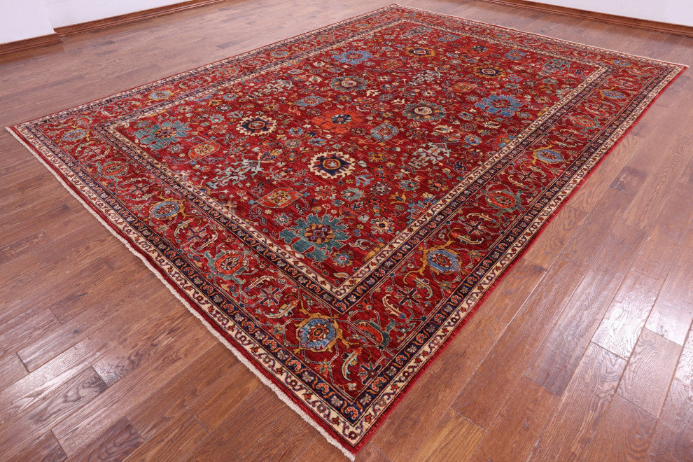 9' 9" X 13' 4" Handmade Persian Fine Serapi Wool Rug - Q12636