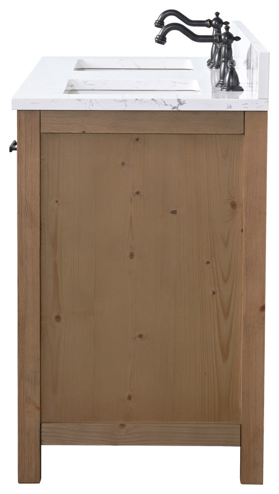 Jasper 54" Bathroom Vanity, Textured Natural, Ariston White Engineered Stone Top