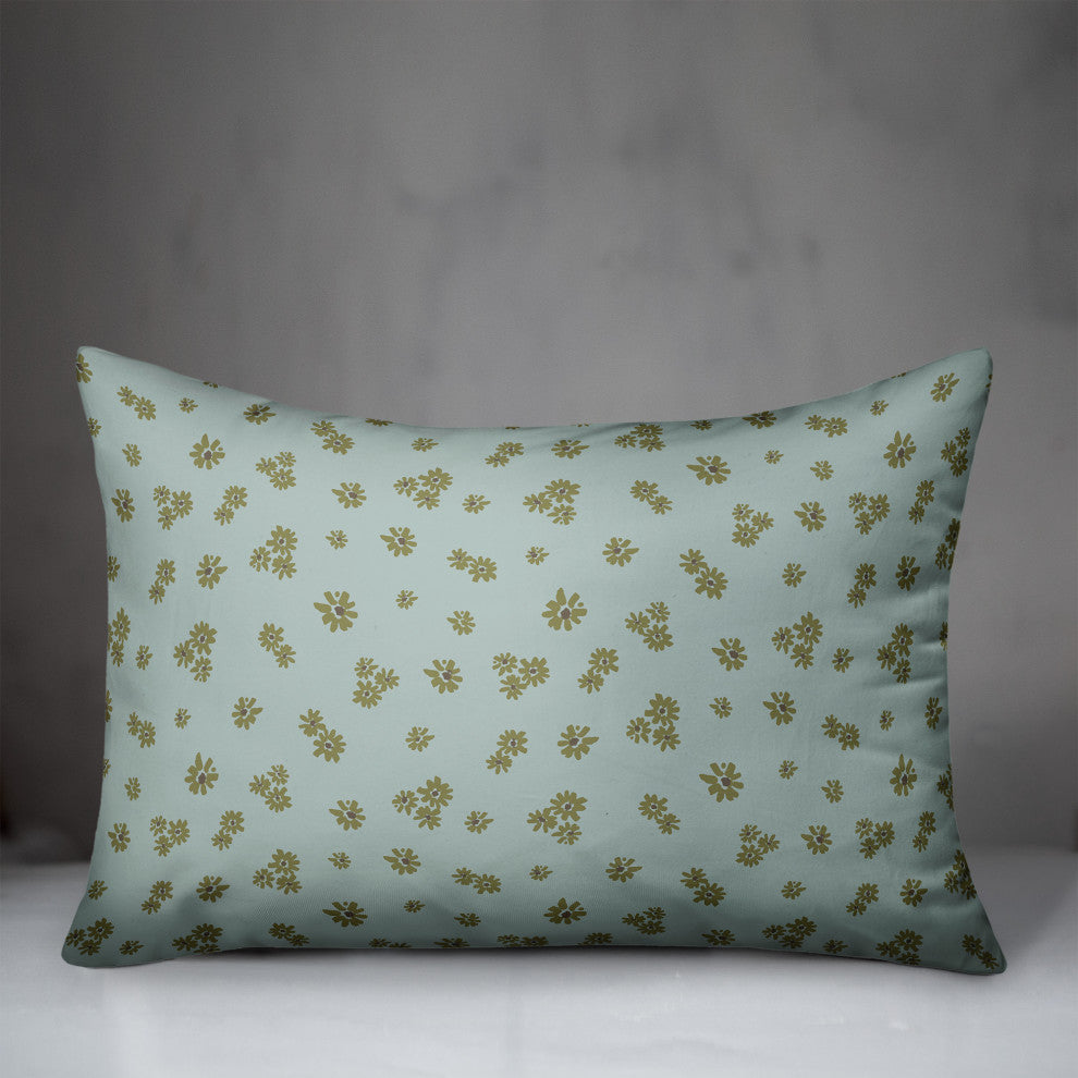Green Daisy Pattern 20x14 Spun Poly Pillow