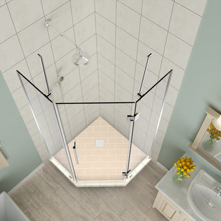 Merrick 34"-34.25"x72" Frameless Neo-Angle Shower Enclosure, Chrome, Chrome, 40