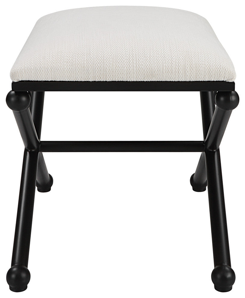 Uttermost Andrews 24 x 21" White Fabric Small Bench, Satin Black