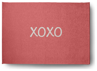 XOXO Valentines Chenille Rug, Coral, 5'x7'