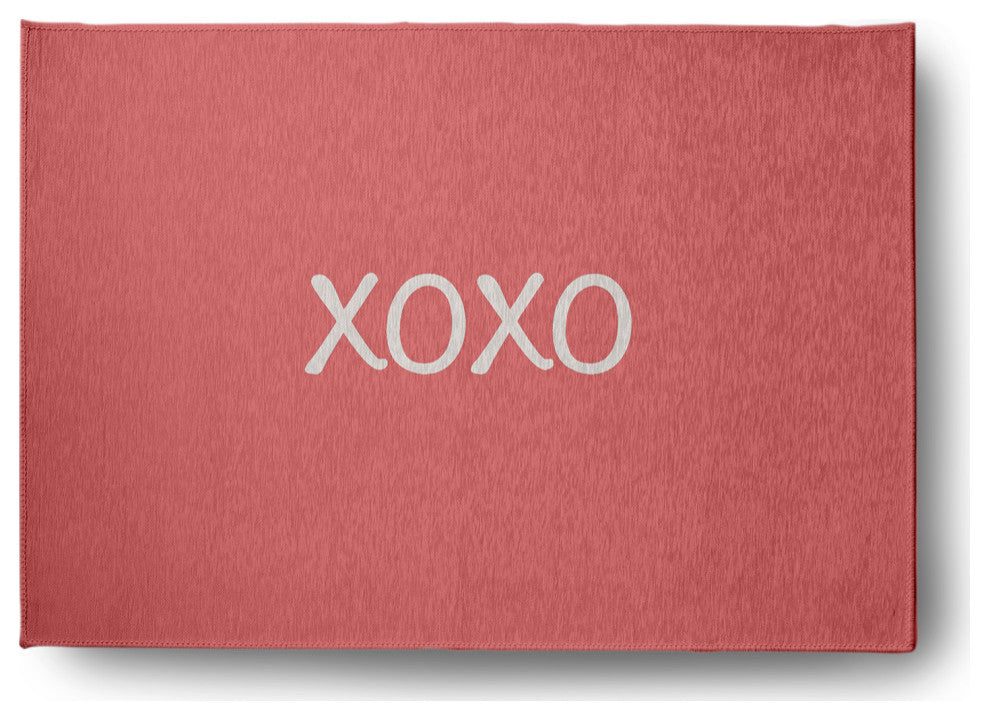 XOXO Valentines Chenille Rug, Coral, 5'x7'