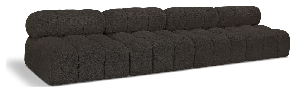 Ames Boucle Fabric Modular Sofa, Brown, 4-Piece: 4 Armless Chair
