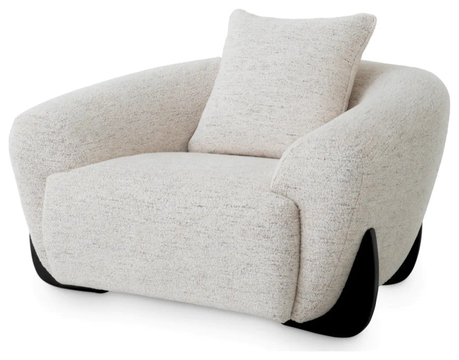White Curved Lounge Chair, Eichholtz Siderno