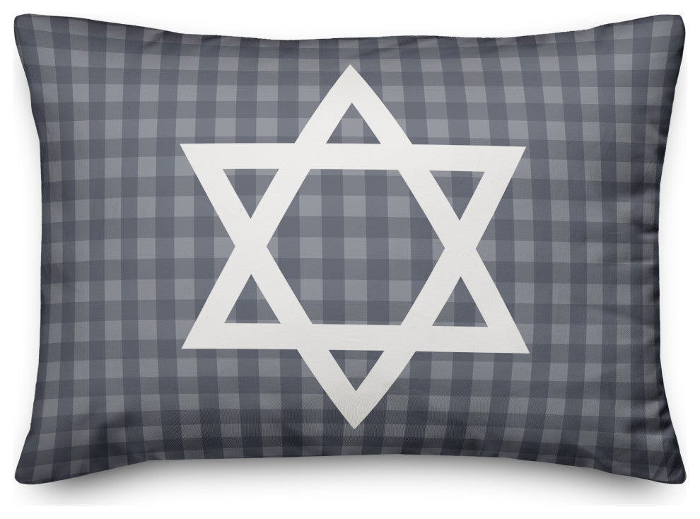 Plaid Star of David 14"x20" Throw Pillow Cover