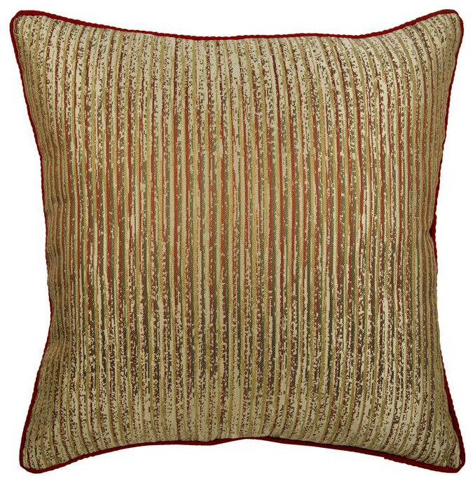 Gold Throw Pillow Cover, Abstract Stripe 22"x22" Silk, Toasted Coral Gold