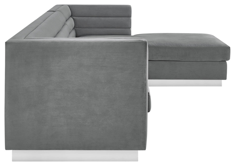 Inspired Home Mathis Sofa, Upholstered, Dark Gray Velvet