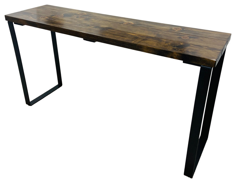 Barn Walls Bedroom Console Table Accent Table, Handcrafted, Dark Brown, 58" Length