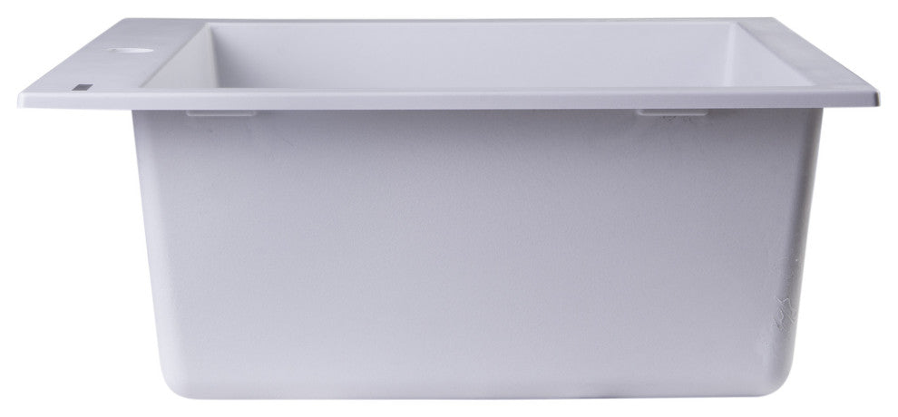 ALFI brand AB2420DI-W White Drop-In Single Bowl Granite Kitchen Sink